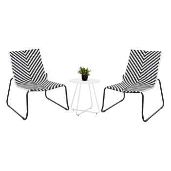 ΣΕΤ LOUNGE 3TMX ΕΞ.ΧΩΡΟΥ PONY HM21193.02 ΜΕΤΑΛΛΟ ΚΑΙ ΣΥΝΘ.RATTAN ΣΕ ΛΕΥΚΟ-ΜΑΥΡΟ