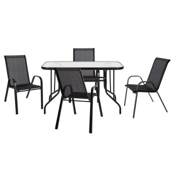 ΣΕΤ ΤΡΑΠΕΖΑΡΙΑΣ 5ΤΜΧ HM5193.13 ΜΕΤΑΛΛΙΚO ΜΕ 4 ΚΑΡΕΚΛΕΣ & ΤΡΑΠΕΖΙ 110x60 ΜΑΥΡΟ