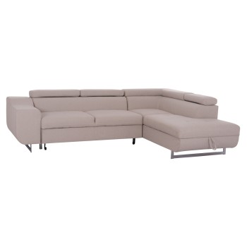 ΓΩΝΙΑΚΟΣ ΚΑΝΑΠΕΣ-ΚΡΕΒΑΤΙ ΜΕ ΑΠΟΘ.ΧΩΡΟ ENCORE HM3301.03R ΜΠΕΖ ΥΦΑΣΜΑ 285x205x90Υεκ.