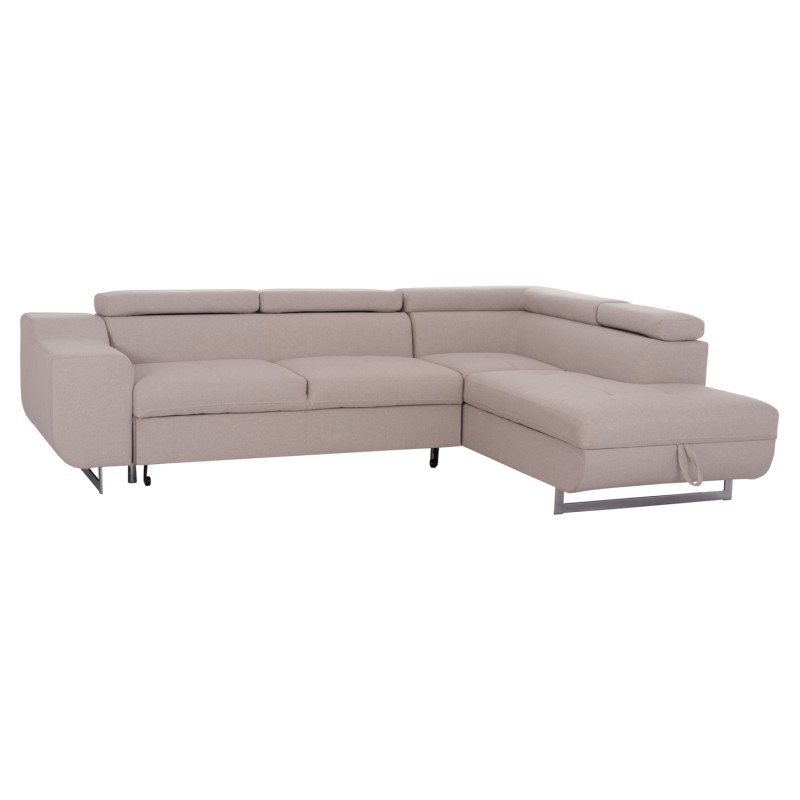 ΓΩΝΙΑΚΟΣ ΚΑΝΑΠΕΣ-ΚΡΕΒΑΤΙ ΜΕ ΑΠΟΘ.ΧΩΡΟ ENCORE HM3301.03R ΜΠΕΖ ΥΦΑΣΜΑ 285x205x90Υεκ.