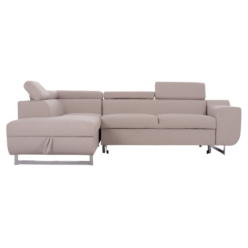 ΓΩΝΙΑΚΟΣ ΚΑΝΑΠΕΣ-ΚΡΕΒΑΤΙ ΜΕ ΑΠΟΘ.ΧΩΡΟ ENCORE HM3301.03L ΜΠΕΖ ΥΦΑΣΜΑ 285x205x90Υεκ.