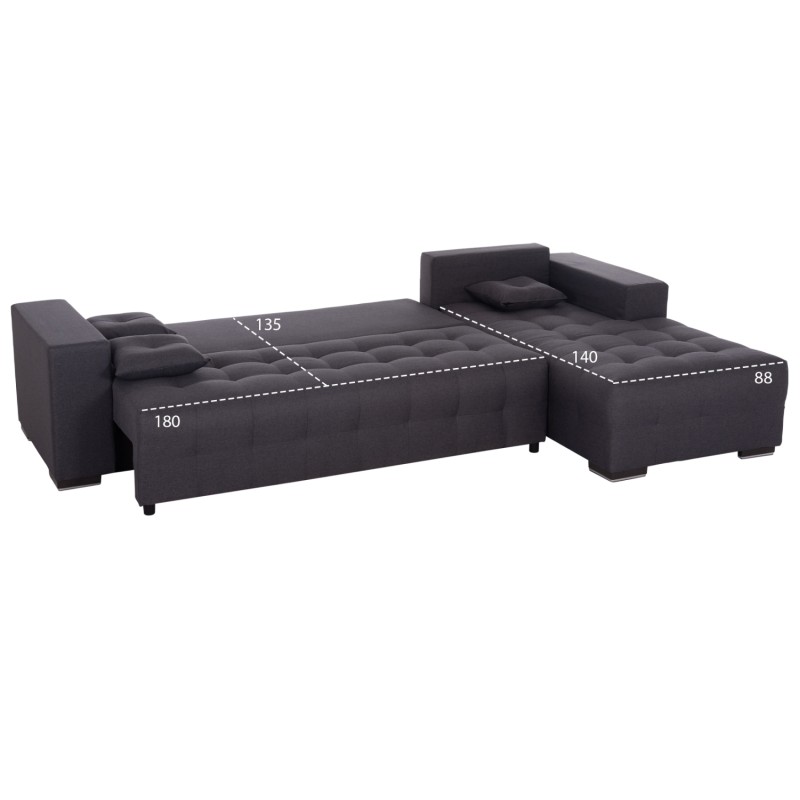 ΓΩΝΙΑΚΟΣ ΚΑΝΑΠΕΣ-ΚΡΕΒΑΤΙ ΜΕ ΑΠΟΘ.ΧΩΡΟ TRENDSTON HM3302.01R ΓΚΡΙ ΥΦΑΣΜΑ 298x177x95Υεκ