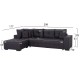 ΓΩΝΙΑΚΟΣ ΚΑΝΑΠΕΣ-ΚΡΕΒΑΤΙ ΜΕ ΑΠΟΘ.ΧΩΡΟ TRENDSTON HM3302.01L ΓΚΡΙ ΥΦΑΣΜΑ 298x177x95Υεκ