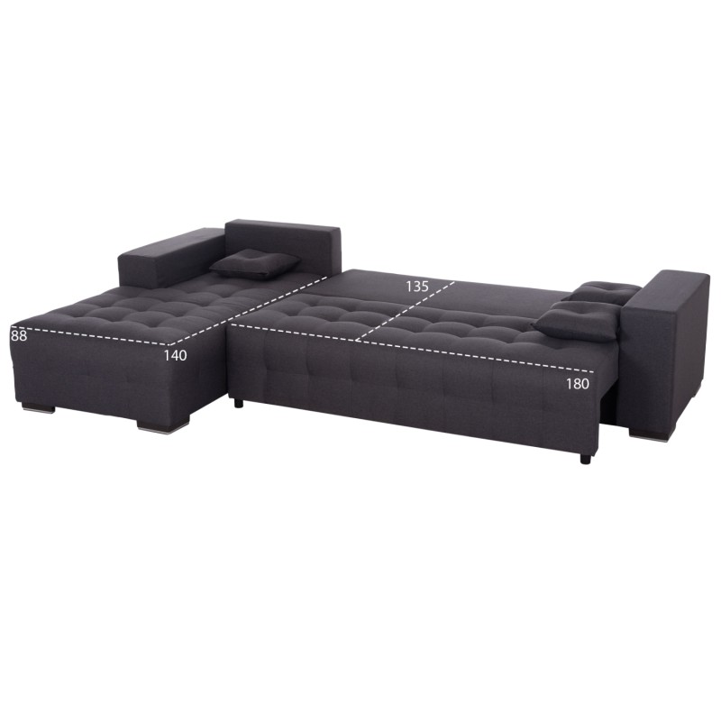 ΓΩΝΙΑΚΟΣ ΚΑΝΑΠΕΣ-ΚΡΕΒΑΤΙ ΜΕ ΑΠΟΘ.ΧΩΡΟ TRENDSTON HM3302.01L ΓΚΡΙ ΥΦΑΣΜΑ 298x177x95Υεκ