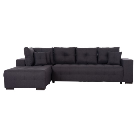 ΓΩΝΙΑΚΟΣ ΚΑΝΑΠΕΣ-ΚΡΕΒΑΤΙ ΜΕ ΑΠΟΘ.ΧΩΡΟ TRENDSTON HM3302.01L ΓΚΡΙ ΥΦΑΣΜΑ 298x177x95Υεκ