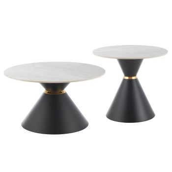 ΤΡΑΠΕΖΙΑ ΣΑΛΟΝΙΟΥ NANDO HM18267.03 ΚΕΡΑΜΙΚΑ TOP ΟΨΗ ΓΚΡΙ ΜΑΡΜΑΡΟ Φ60εκ & Φ80εκ