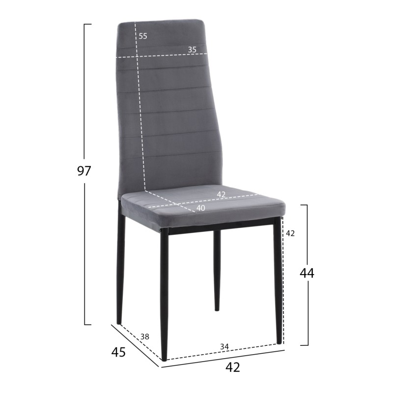 ΣΕΤ ΤΡΑΠΕΖΑΡΙΑΣ 5ΤΜΧ LADY HM21199.01 ΓΥΑΛΙ--ΜΕΤΑΛΛΟ ΣΕ ΜΑΥΡΟ & ΒΕΛΟΥΔΟ ΓΚΡΙ