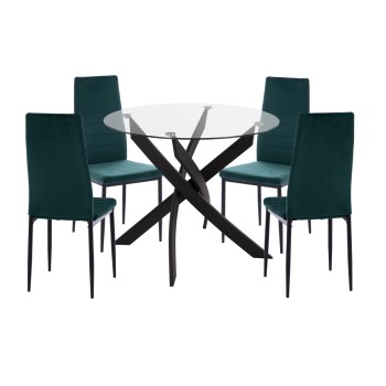 ΣΕΤ ΤΡΑΠΕΖΑΡΙΑΣ 5ΤΜΧ LADY HM21199.03 ΓΥΑΛΙ--ΜΕΤΑΛΛΟ ΣΕ ΜΑΥΡΟ & ΒΕΛΟΥΔΟ ΚΥΠΑΡΙΣΣΙ