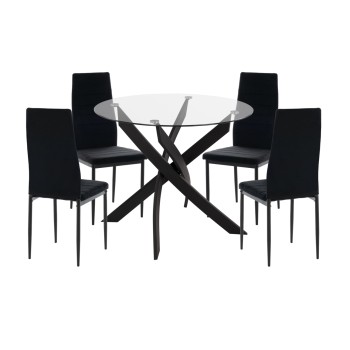 ΣΕΤ ΤΡΑΠΕΖΑΡΙΑΣ 5ΤΜΧ LADY HM21199.04 ΓΥΑΛΙ--ΜΕΤΑΛΛΟ & ΒΕΛΟΥΔΟ ΣΕ ΜΑΥΡΟ