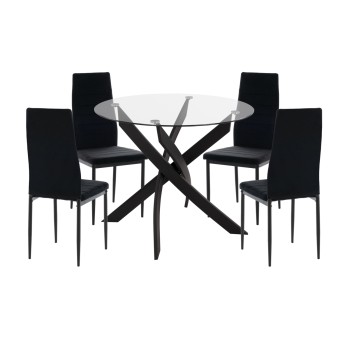 ΣΕΤ ΤΡΑΠΕΖΑΡΙΑΣ 5ΤΜΧ LADY HM21199.04 ΓΥΑΛΙ--ΜΕΤΑΛΛΟ & ΒΕΛΟΥΔΟ ΣΕ ΜΑΥΡΟ