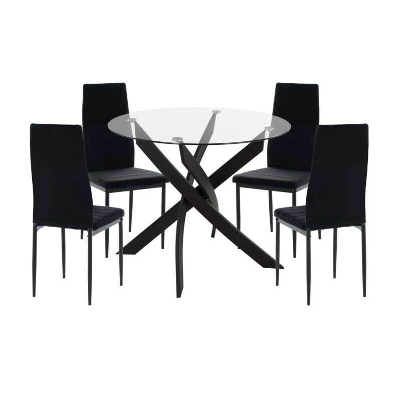 ΣΕΤ ΤΡΑΠΕΖΑΡΙΑΣ 5ΤΜΧ LADY HM21199.04 ΓΥΑΛΙ--ΜΕΤΑΛΛΟ & ΒΕΛΟΥΔΟ ΣΕ ΜΑΥΡΟ