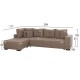 ΓΩΝΙΑΚΟΣ ΚΑΝΑΠΕΣ-ΚΡΕΒΑΤΙ ΜΕ ΑΠΟΘ.ΧΩΡΟ TRENDSTON HM3302.03L ΜΠΕΖ ΥΦΑΣΜΑ 298x177x95Υεκ
