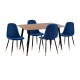 ΣΕΤ ΤΡΑΠΕΖΑΡΙΑΣ 5ΤΜΧ ALIZA HM11196.08 MDF TOP-ΒΕΛΟΥΔΟ ΜΠΛΕ & ΜΕΤΑΛΛΟ ΜΑΥΡΟ