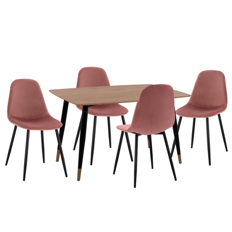 ΣΕΤ ΤΡΑΠΕΖΑΡΙΑΣ 5ΤΜΧ ALIZA HM21201 MDF TOP-ΒΕΛΟΥΔΟ ΣΑΠΙΟ ΜΗΛΟ & ΜΕΤΑΛΛΟ ΜΑΥΡΟ