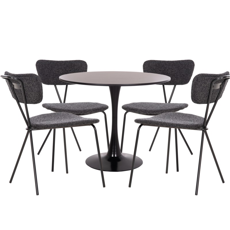 ΣΕΤ ΤΡΑΠΕΖΑΡΙΑΣ 5ΤΜΧ BROLIN HM21200 MDF TOP & ΜΕΤΑΛΛΟ ΜΑΥΡΟ-ΣΚΟΥΡΟ ΓΚΡΙ ΥΦΑΣΜΑ