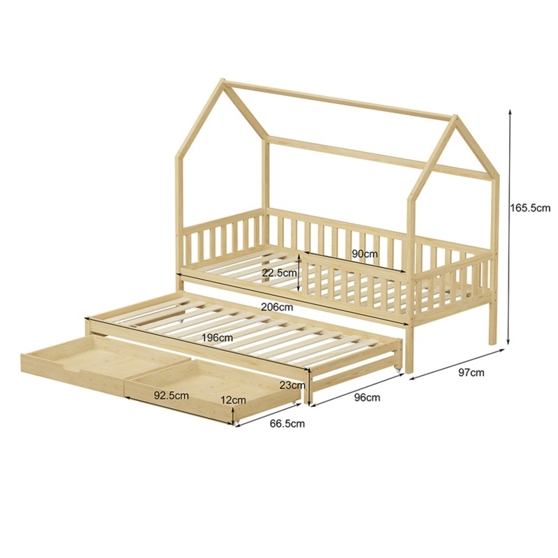 ΠΑΙΔΙΚΟ ΚΡΕΒΑΤΙ 3 ΣΕ 1 PHYLLIS HM723.01 ΞΥΛΟ ΠΕΥΚΟΥ ΦΥΣΙΚΟ 206x97x166Υεκ.