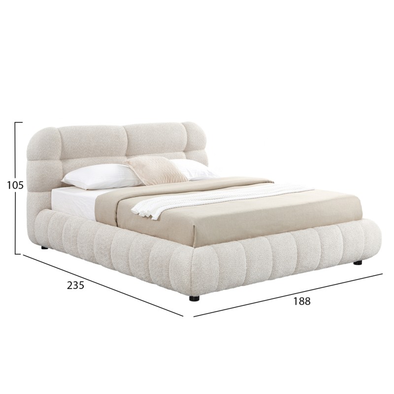 ΚΡΕΒΑΤΙ ΜΕ ΑΠΟΘ.ΧΩΡΟ MOLEN HM730.03 ΜΠΕΖ ΜΠΟΥΚΛΕ ΥΦΑΣΜΑ--ΓΙΑ ΣΤΡΩΜΑ 160x200εκ