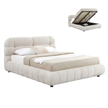 ΚΡΕΒΑΤΙ ΜΕ ΑΠΟΘ.ΧΩΡΟ MOLEN HM730.03 ΜΠΕΖ ΜΠΟΥΚΛΕ ΥΦΑΣΜΑ--ΓΙΑ ΣΤΡΩΜΑ 160x200εκ