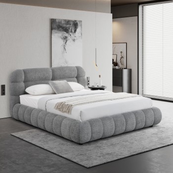 ΚΡΕΒΑΤΙ ΜΕ ΑΠΟΘ.ΧΩΡΟ MOLEN HM730.01 ΓΚΡΙ ΜΠΟΥΚΛΕ ΥΦΑΣΜΑ--ΓΙΑ ΣΤΡΩΜΑ 160x200εκ