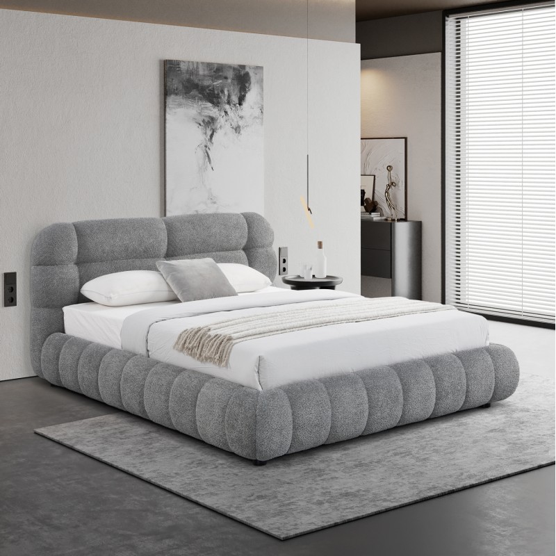 ΚΡΕΒΑΤΙ ΜΕ ΑΠΟΘ.ΧΩΡΟ MOLEN HM730.01 ΓΚΡΙ ΜΠΟΥΚΛΕ ΥΦΑΣΜΑ--ΓΙΑ ΣΤΡΩΜΑ 160x200εκ