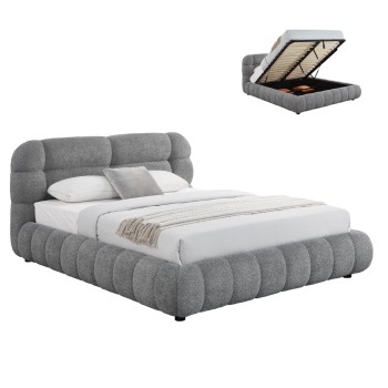 ΚΡΕΒΑΤΙ ΜΕ ΑΠΟΘ.ΧΩΡΟ MOLEN HM730.01 ΓΚΡΙ ΜΠΟΥΚΛΕ ΥΦΑΣΜΑ--ΓΙΑ ΣΤΡΩΜΑ 160x200εκ