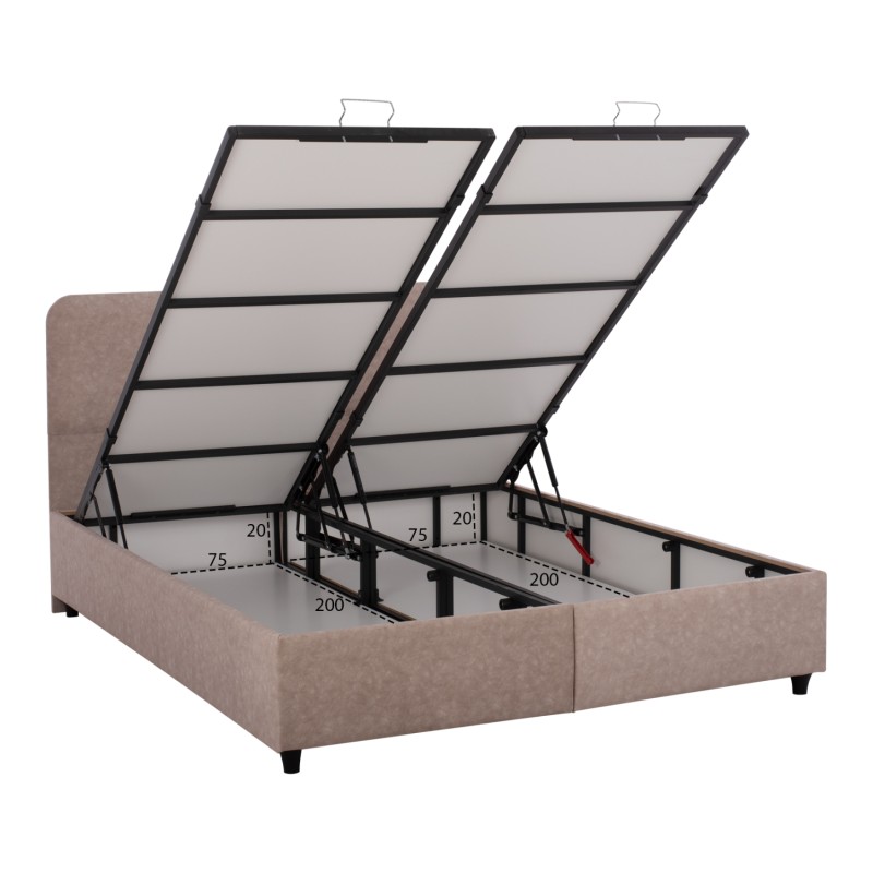 ΚΡΕΒΑΤΙ ΜΕ ΣΤΡΩΜΑ ΔΙΠΛΟ DOLORES HM21165 ΜΠΕΖ ΥΦΑΣΜΑ & ΑΠΟΘ.ΧΩΡΟΣ-ΓΙΑ 160x200εκ.