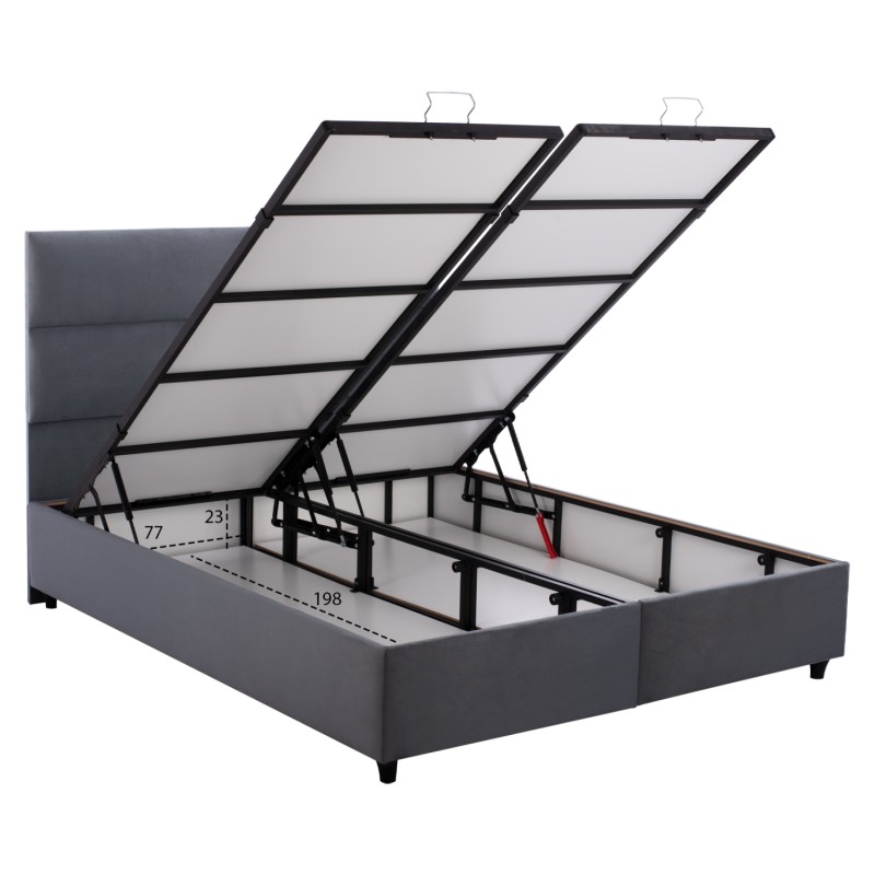 ΚΡΕΒΑΤΙ ΜΕ ΣΤΡΩΜΑ ΔΙΠΛΟ MILO HM21163 ΓΚΡΙ ΒΕΛΟΥΔΟ & ΑΠΟΘ.ΧΩΡΟΣ-ΓΙΑ 160x200εκ.