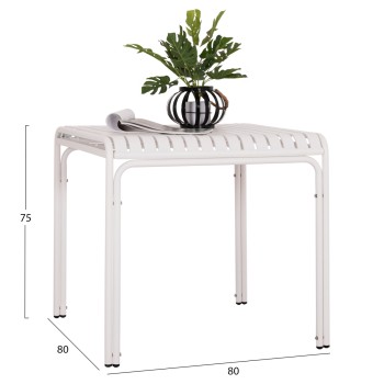 ΤΡΑΠΕΖΙ ΤΕΤΡΑΓΩΝΟ ΑΛΟΥΜΙΝΙΟΥ RACHEL HM6338.02 ΛΕΥΚΟ 80x80x75Υεκ.