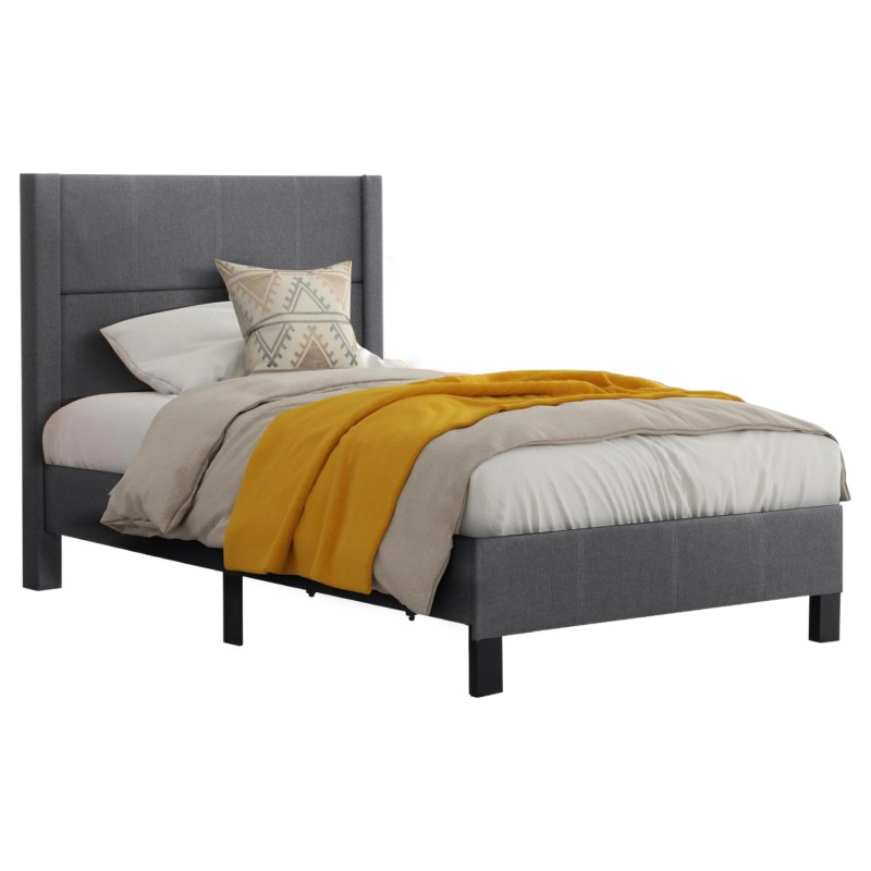 ΚΡΕΒΑΤΙ TRILLOP HM667.12 ΓΚΡΙ ΥΦΑΣΜΑ ΓΙΑ ΜΟΝΟ ΣΤΡΩΜΑ 120X200εκ.