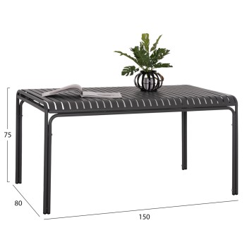 ΤΡΑΠΕΖΙ ΑΛΟΥΜΙΝΙΟΥ RACHEL HM6339.01 ΓΚΡΙ 150x80x75Υεκ.