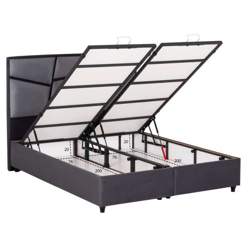 ΚΡΕΒΑΤΙ ΔΙΠΛΟ ΜΕ ΣΤΡΩΜΑ & ΑΠΟΘ.ΧΩΡΟ IRIDA HM21166 ΓΚΡΙ ΒΕΛΟΥΔΟ--ΓΙΑ 160x200εκ