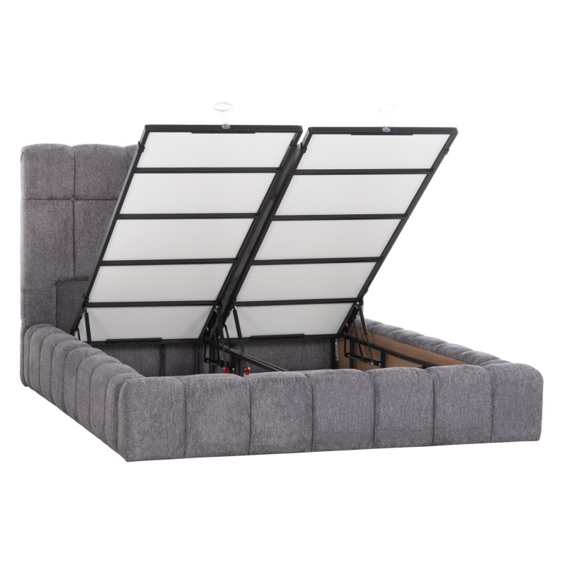 ΚΡΕΒΑΤΙ RAMON ΜΕ ΑΠΟΘ. ΧΩΡΟ HM720.22 ΥΦΑΣΜΑ TEDDY ΓΚΡΙ-ΓΙΑ ΣΤΡΩΜΑ 160x200εκ