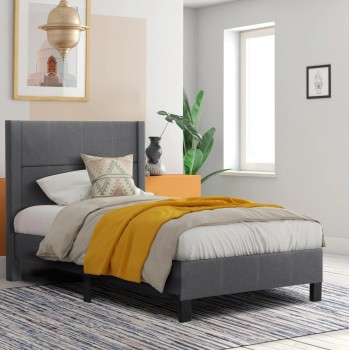 ΚΡΕΒΑΤΙ ΜΟΝΟ & ΣΤΡΩΜΑ TRILLOP HM21203.12 ΓΚΡΙ ΥΦΑΣΜΑ--ΓΙΑ 120x200εκ