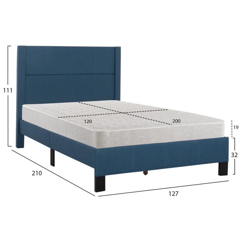 ΚΡΕΒΑΤΙ ΜΟΝΟ & ΣΤΡΩΜΑ TRILLOP HM21203.14 ΜΠΛΕ ΥΦΑΣΜΑ--ΓΙΑ 120x200εκ