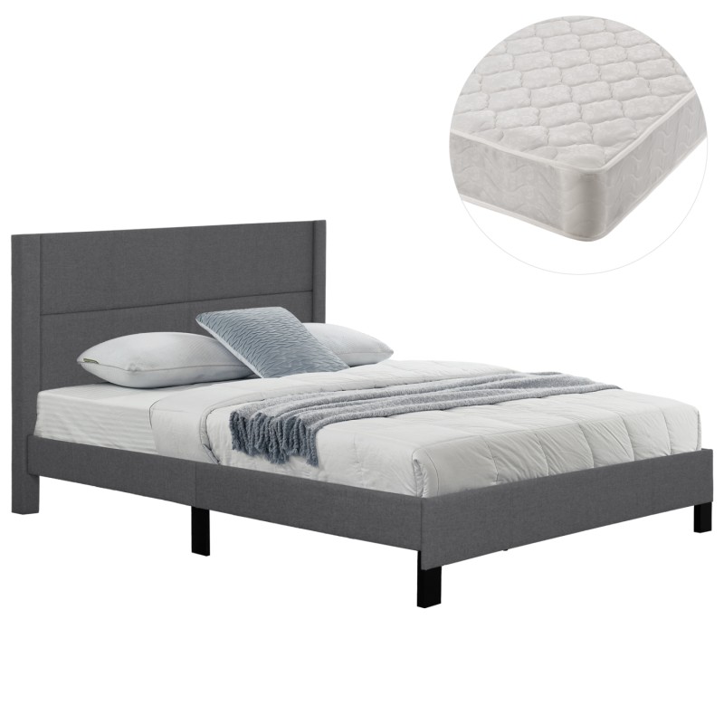 ΚΡΕΒΑΤΙ ΔΙΠΛΟ & ΣΤΡΩΜΑ TRILLOP HM21202.12 ΓΚΡΙ ΥΦΑΣΜΑ--ΓΙΑ 160x200εκ