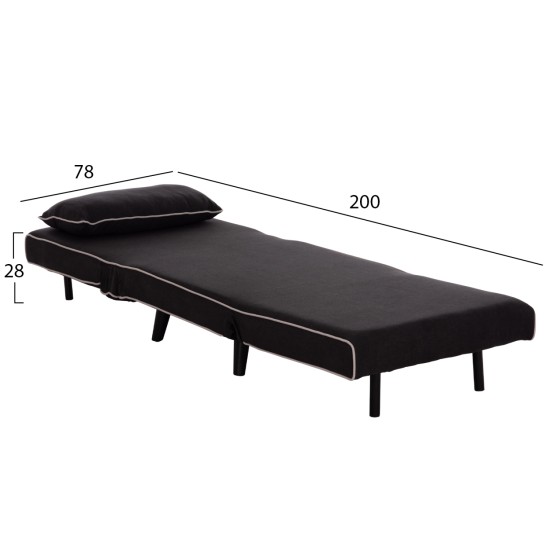 ΠΟΛΥΘΡΟΝΑ ΚΡΕΒΑΤΙ BRAXTON HM8425.03 ΜΑΥΡΟ ΥΦΑΣΜΑ 78x88x78Υεκ.