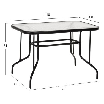 ΣΕΤ ΤΡΑΠΕΖΑΡΙΑΣ 5ΤΜΧ ADAM HM21220 ΚΑΡΕΚΛΕΣ ΜΕΤΑΛΛΙΚΕΣ & ΤΡΑΠΕΖΙ 110x60 ΜΑΥΡΟ