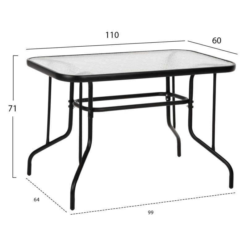 ΣΕΤ ΤΡΑΠΕΖΑΡΙΑΣ 5ΤΜΧ ADAM HM21220 ΚΑΡΕΚΛΕΣ ΜΕΤΑΛΛΙΚΕΣ & ΤΡΑΠΕΖΙ 110x60 ΜΑΥΡΟ