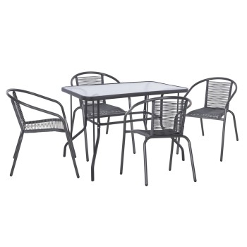 ΣΕΤ ΤΡΑΠΕΖΑΡΙΑΣ 5ΤΜΧ SWIFTER HM21222 ΚΑΡΕΚΛΕΣ ΜΕΤΑΛΙΚΕΣ & ΤΡΑΠΕΖΙ 110x60 ΓΚΡΙ