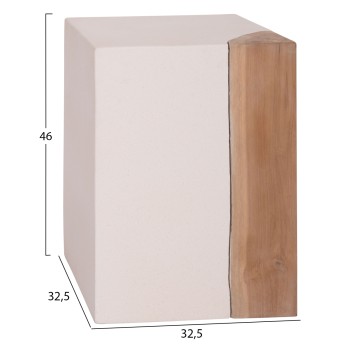 ΒΟΗΘΗΤΙΚΟ ΤΡΑΠΕΖΙ LEIA HM18163.02 FIBER CEMENT ΛΕΥΚΟ-ΞΥΛΟ TEAK 32.5x32.5x46Υεκ.