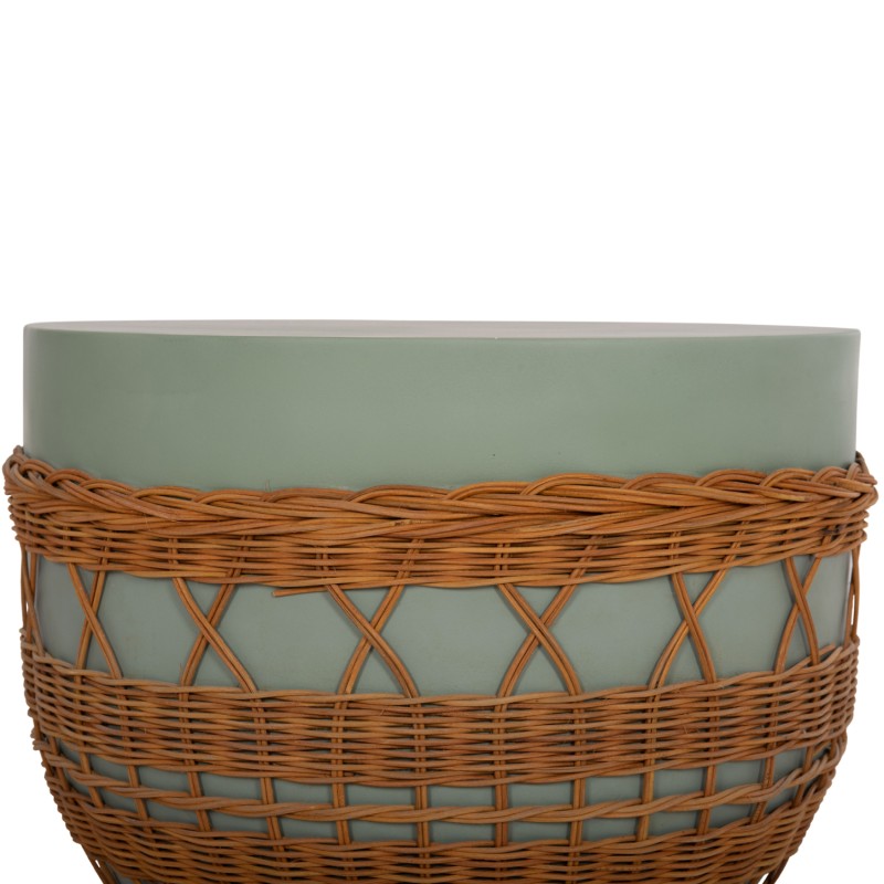 ΤΡΑΠΕΖΙ ΣΑΛΟΝΙΟΥ VILHENA HM18165 FIBER CEMENT ΠΡΑΣΙΝΟ-RATTAN ΦΥΣΙΚΟ Φ56x47Υεκ.