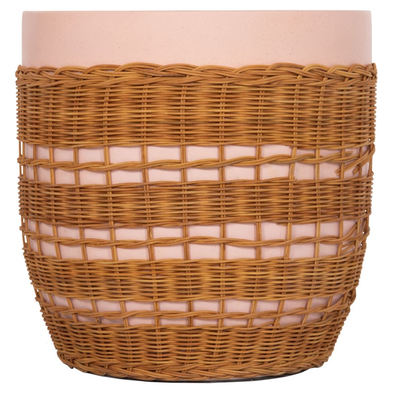 ΒΟΗΘΗΤΙΚΟ ΤΡΑΠΕΖΙ VILHENA HM18166 FIBER CEMENT ΡΟΖ-RATTAN ΦΥΣΙΚΟ Φ44.5x45Υεκ.