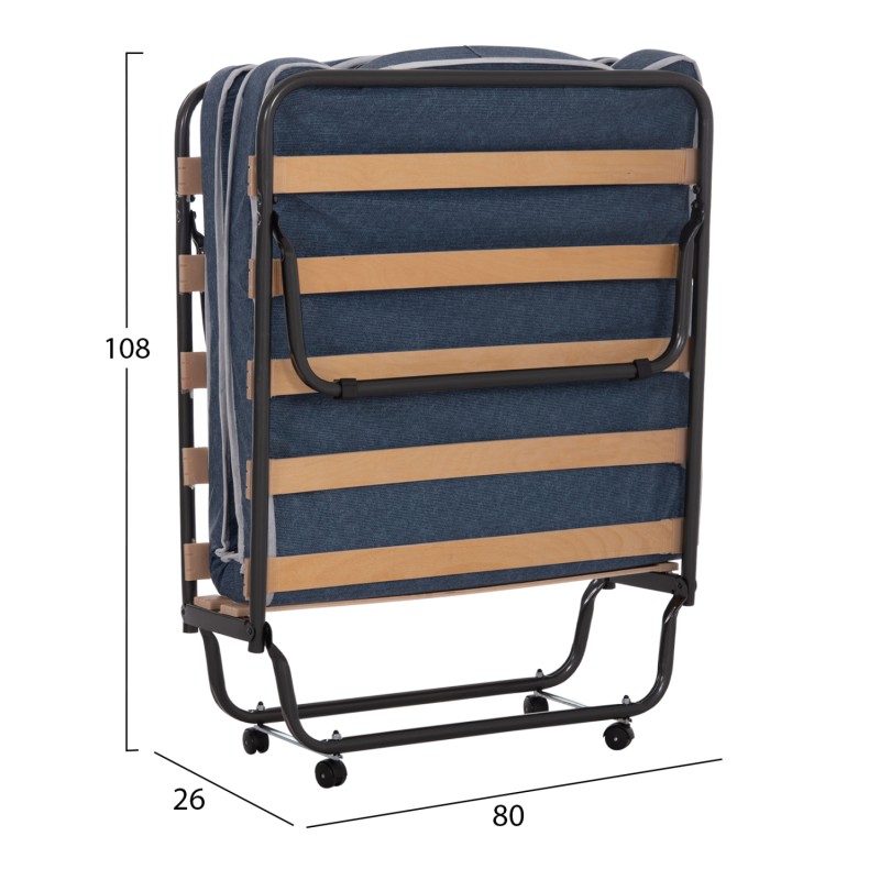 ΚΡΕΒΑΤΙ-ΡΑΝΤΖΟ ΙΤΑΛΙΑΣ SLADE HM604.03 ΜΕΤΑΛ. ΜΕ ΡΟΔΕΣ & ΣΤΡΩΜΑ 6,5εκ ΟΨΗ ΤΖΙΝ 80x183x37,5Yεκ