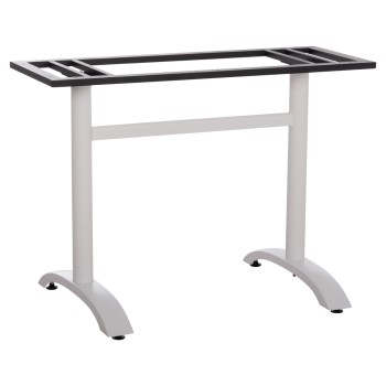 ΒΑΣΗ ΤΡΑΠΕΖΙΟΥ ΑΛΟΥΜΙΝΙΟΥ ΔΙΠΛΗ HM461.12 ΛΕΥΚΗ ΜΕ ΡΕΓΟΥΛΑΤΟΡΟΥΣ 100x60x73Υεκ.