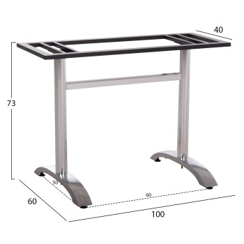 ΒΑΣΗ ΤΡΑΠΕΖΙΟΥ ΜΕΤΑΛΛΙΚΗ ΔΙΠΛΗ HM461.13 ΧΡΩΜΙΟΥ ΜΕ ΡΕΓΟΥΛΑΤΟΡΟΥΣ 100x60x73Υεκ.