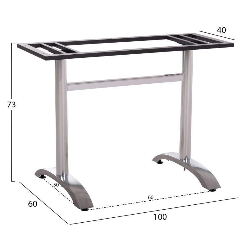 ΒΑΣΗ ΤΡΑΠΕΖΙΟΥ ΜΕΤΑΛΛΙΚΗ ΔΙΠΛΗ HM461.13 ΧΡΩΜΙΟΥ ΜΕ ΡΕΓΟΥΛΑΤΟΡΟΥΣ 100x60x73Υεκ.
