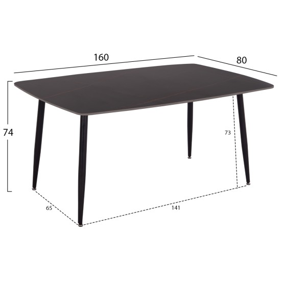 ΣΕΤ ΤΡΑΠΕΖΑΡΙΑΣ 5ΤΜΧ RAVEN HM21069.02 ΚΕΡΑΜΙΚΟ TOP ΜΑΥΡΟ ΜΑΡΜΑΡΟ & 4 ΚΑΡΕΚΛΕΣ