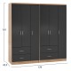 ΝΤΟΥΛΑΠΑ 6ΦΥΛΛΗ CAESAR HM21236.01 ΜΕΛΑΜΙΝΗ SONAMA & ΣΚΟΥΡΟ ΓΚΡΙ 180x42,5Χ181Υεκ.