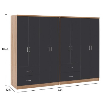 ΝΤΟΥΛΑΠΑ 8ΦΥΛΛΗ BRIANA HM21237.01 ΜΕΛΑΜΙΝΗ SONAMA & ΣΚΟΥΡΟ ΓΚΡΙ 241x42,5Χ180,5Υεκ.