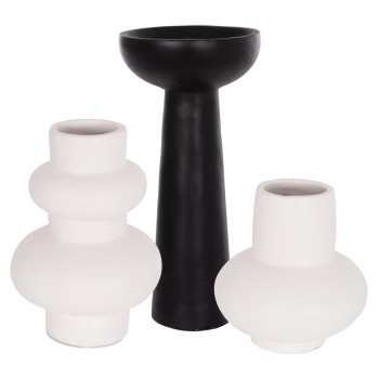 ΣΕΤ 3 ΕΠΙΤΡΑΠΕΖΙΑ ΔΙΑΚΟΣΜΗΤΙΚΑ ΒΑΖΑ LEKKAN ΗΜ21142.02 ΤΕΡΑΚΟΤΑ ΣΕ ΛΕΥΚΟ & ΜΑΥΡΟ